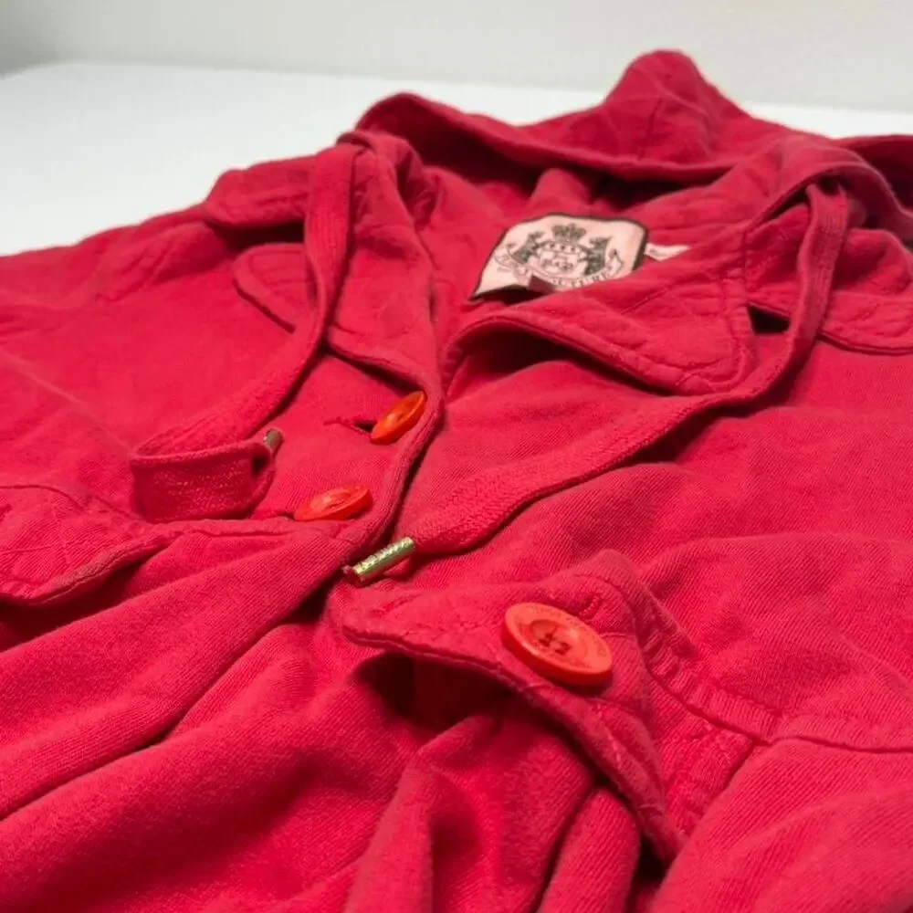 Vintage Rare Juicy Couture Red 100%Cotton Coat Super Beautiful Womens Size Small